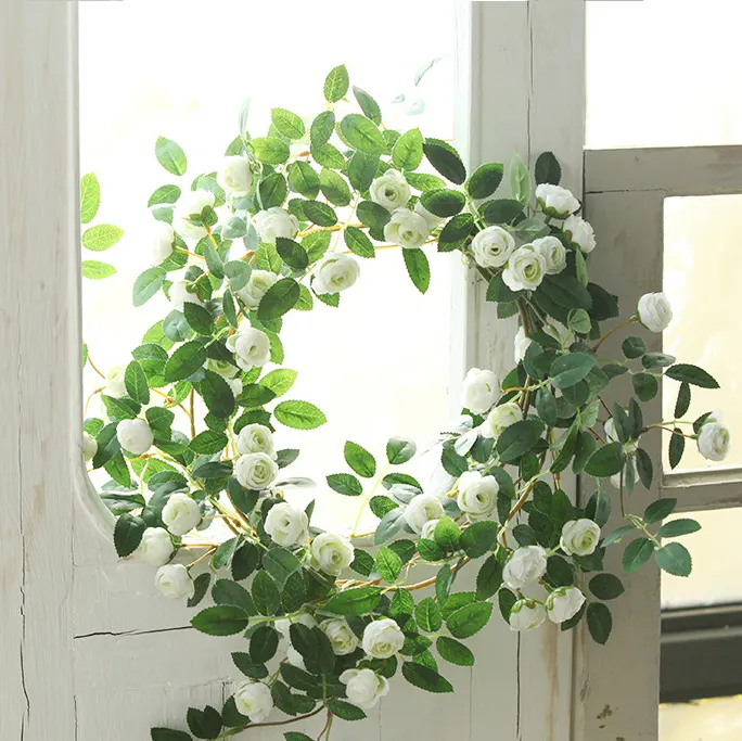 JOY 2023 The artificial rose vine with mixed color popular in Europe and America is used for decorative plastic rattan