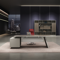 Bureau de direction en L surdimensionné 1,6-2,2 m avec armoire latérale, certifié E1, en panneaux de particules de bois massif et mélaminé, modèle Président