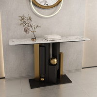 Console d'entrée de luxe léger, style minimaliste moderne Wabi-Sabi, en métal et ardoise SP-025, pour hôtel et appartement, installation amovible