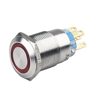 19MM 1NO 1NC 5PIN एकल पोल 6 Amp प्रकाश स्विच के साथ छोटे काले वानजाउ फ्लैट बटन स्विच एलईडी सूचक