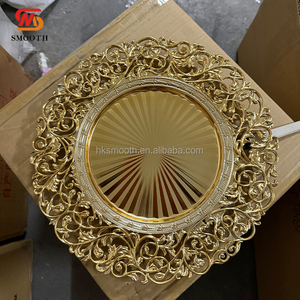 Luxury PP Plastic 13 Inch Gold Electroplated Charger <b>Plate</b> Wedding Banquet Tableware Dinner <b>Plates</b> - Product Image 5