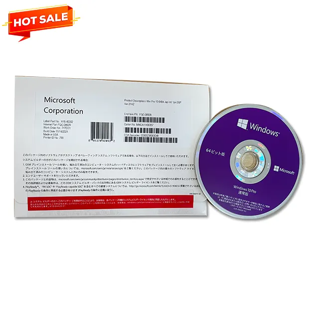 Windows 10 Ngôn Ngữ Tiếng Nhật Chuyên Nghiệp Windows 10 Pro OEM DVD Gói Đầy Đủ Bản Gốc OEM Key 12 Tháng Đảm Bảo