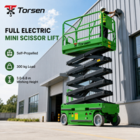 Plataforma Elevadora Compacta Eléctrica de Tijera para Interiores, 300 kg, Autopropulsada, Mini Plataforma de Trabajo Aérea con Neumáticos Antimarcas