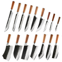 Ensemble de Couteaux de Boucher Forgés à la Main, Couteau à Désosser de Chef avec Étui, Couteau de Cuisine en Acier à Haute Teneur en Carbone pour la Cuisine, le Camping et le Barbecue