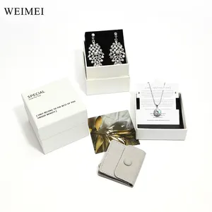 Weimei Oem Custom Logo Papier Sieraden Dozen Basis En Deksel Kartonnen Geschenkverpakking Met Papieren Doos Zilver Polijstdoek