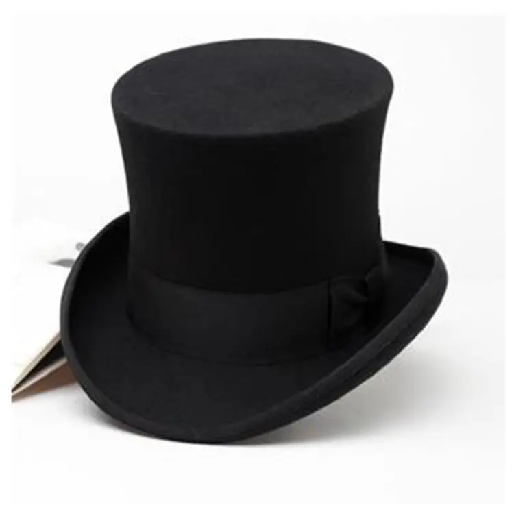 R126 100% Unisex Wool top hat Genuine Presidential Hat Wool Felt Fedora Cap Magic Hat Hight 18CM