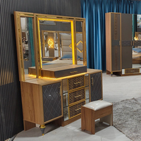 Ensemble de Chambre à Coucher Moderne Complet Taille King avec Cadre en Bois, Meubles de Luxe pour la Maison