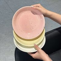 Service de vaisselle en céramique mouchetée couleur macaron pastel, assiettes et bols à glaçure réactive sous émail pour la maison, la cuisine et les restaurants