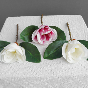 Tallo de Flor de Magnolia Artificial, Tacto Real, Color Blanco y Rosa, Flor de Magnolia Artificial para Arreglos Florales de Boda y Hogar, Venta al por Mayor - Product Image 3