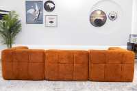 Canapé modulaire sectionnel en tissu Teddy matelassé à grille, avec chaise longue, compressé sous vide