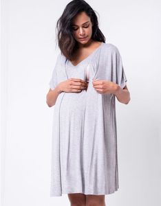 Pyjama de <span class=keywords><strong>maternité</strong></span> en Viscose souple et extensible, grande taille, col en V, femme de nuit, vêtements de soins infirmiers - Product Image 2