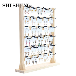 شي شنغ خشبية حاملات القرط الوقوف ل عرض متجر قلادة مجوهرات درج منظم معرضا حامل صندوق تخزين - Product Image 1