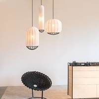Suspension nordique Simple LED lustre en tissu avec 3 styles de forme ovale pour îlot de cuisine salle à manger intérieure