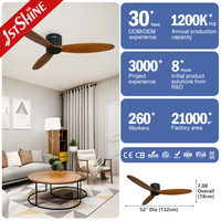 Ventilateur de plafond intelligent 1stshine 52 pouces encastré avec commande Wi-Fi, compatible vocale, pales en bois massif et télécommande