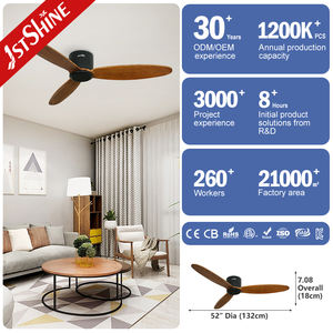 1stshine Ventilateur de plafond Smart Odm Lames en bois 52 pouces Réglage de l'heure Ventilateur de plafond à distance à profil bas - Product Image 3