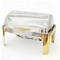 Réchaud de buffet rectangulaire en acier inoxydable 9L, couleur or, pour traiteur, chauffe-plats à gaz