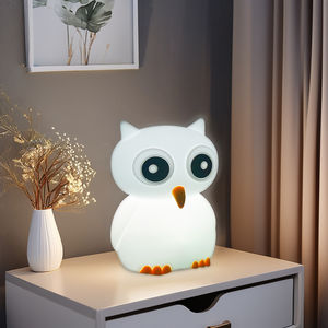Lampu LED Mini USB Portabel Silikon Sentuh Kontrol Saklar di Samping Tempat Tidur Kawaii Lucu Bentuk Burung Hantu Warna Berubah Personalisasi Lampu Malam - Product Image 1