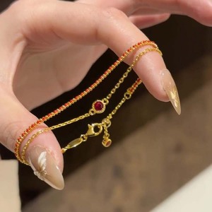 Bracelets en or avec cordes rouges et diamants rouges tressés à la main, empilés, sont à la mode, polyvalents et sophistiqués, parfaits pour votre signe du zodiaque. - Product Image 1