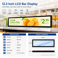 Layar 12,3 Inci 1920x720 Kecerahan Tinggi untuk Panel Kontrol Kokpit Pintar Monitor LCD Ultra Lebar