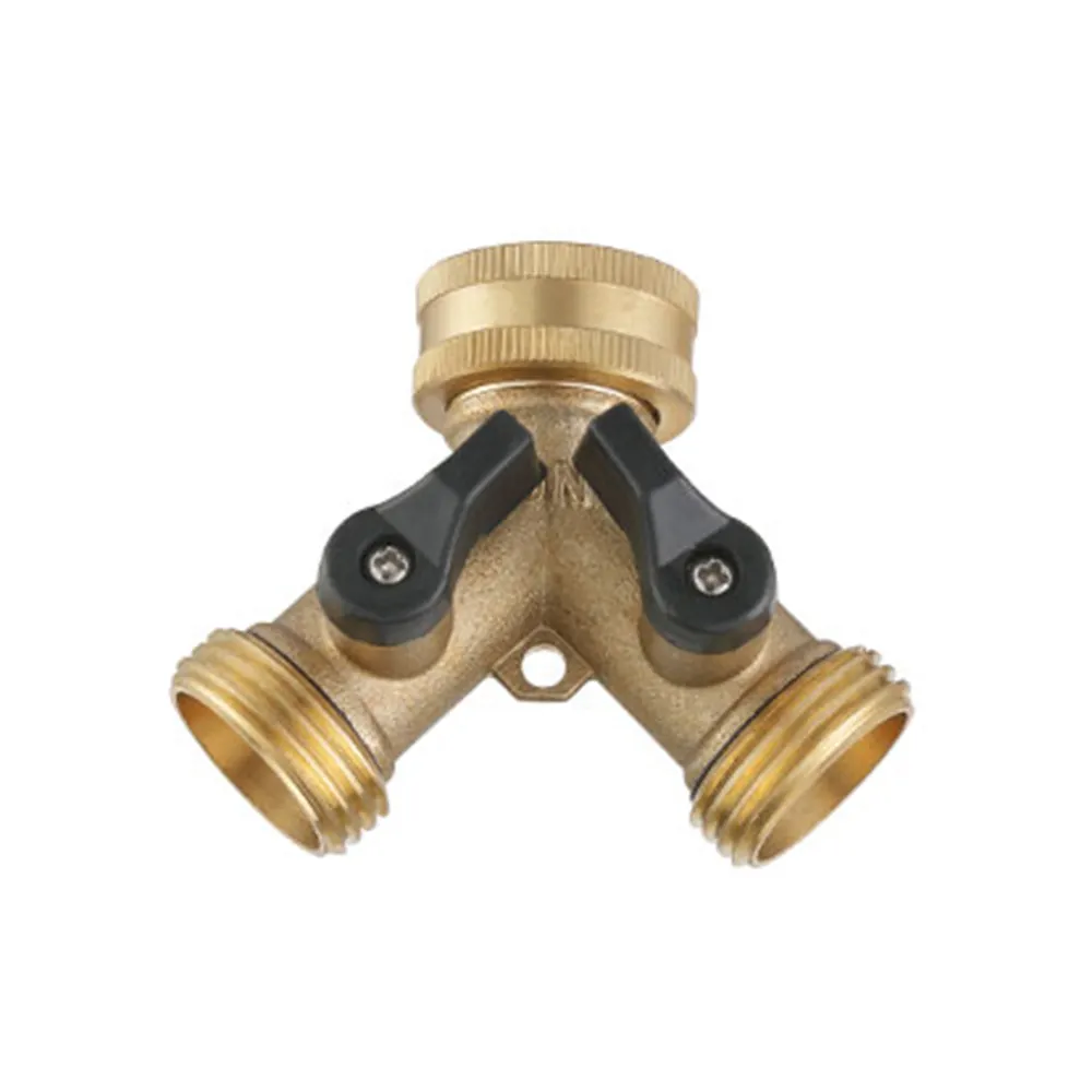 Hose connector shut off screw type ball valve 2 way garden water hose faucet splitter
