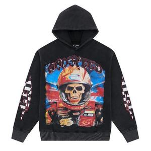 Sweat-shirt à capuche 100% coton pour homme, surdimensionné, lourd, vêtements de rue d'hiver, imprimé de dessins animés, technique de lavage à chaud, tricoté - Product Image 4