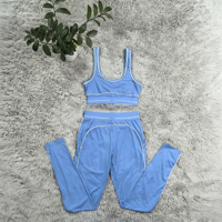 Ensemble de yoga ALOIDE pour femmes, soutien-gorge de sport et leggings, 2 pièces, extensible dans quatre directions, tissu respirant, doux et élastique en spandex/polyester