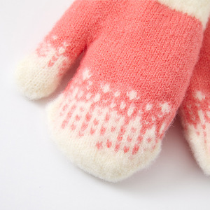 Gants d'hiver pour enfants en polaire <span class=keywords><strong>alpaga</strong></span> motif flocon de neige, doublure polaire épaisse, mitaines convertibles à suspendre au cou pour le jeu dans la neige, vente en gros - Product Image 4
