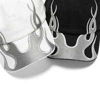 Casquette de baseball personnalisée Y2K Streetwear en coton à 6 panneaux, style Dad Hat, Snapback, avec motif Flamme Argentée Pailletée