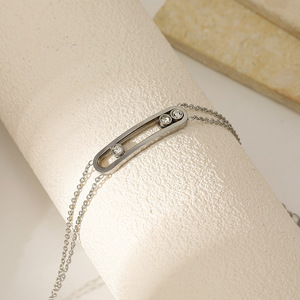 Bracelet minimaliste en acier inoxydable à double couche coulissante, tendance, plaqué or 18 carats, bijoux haut de gamme pour femmes, idéal pour les réseaux sociaux - Product Image 5