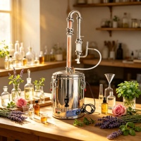 Kit d'Appareil de Distillation pour l'Extraction d'Herbes, Distillateur en Verre et Acier Inoxydable pour une Utilisation Sûre à Domicile