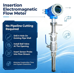 Débitmètre à insertion en acier inoxydable à bille, installation sans coupure de tuyau pour eau et fluides - Product Image 1