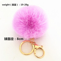 Porte-clés mignon en peluche douce et moelleuse de 8 cm de diamètre avec design en fourrure de lapin pour femmes et filles