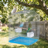 Cage suspendue pour perruches, construction en fil électroplaqué, habitat confortable pour les pinsons, les canaris et les calopsittes