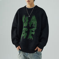Pull à col rond en tricot pour hommes, automne et hiver, ample, 100% coton, broderie de lettres, de haute qualité