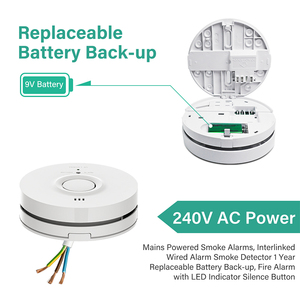 Úc 240V Mains powered báo động khói hardwired Máy dò khói hộ gia đình báo cháy as3786 báo động khói Máy dò - Product Image 6