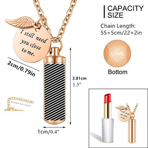 Ti amo <span class=keywords><strong>ancora</strong></span> per animali domestici ciondolo in urna cremazione cilindro in acciaio inossidabile con ciondolo in cenere d'argento ricordo catene con ali d'angelo - Product Image 6