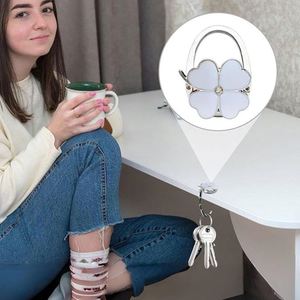 Four <b>Leaf</b> Clover Foldable Handbag Hanger Starry Shiny Pattern Purse Hook Holder Velvet Pouch Hanger for Wedding Birthday - Product Image 5