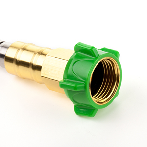 고품질 금속 정원 호스 스테인리스 스틸 견고한 물 호스, 견고한 조절식 노즐 포함 판매 - Product Image 6