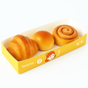 Logo personnalisé Emballage de hot-dog jetable Croissant Sandwich pliable à la cannelle Rouleau de charcuterie <span class=keywords><strong>Plateau</strong></span> en papier Boîtes pour boulangerie - Product Image 2