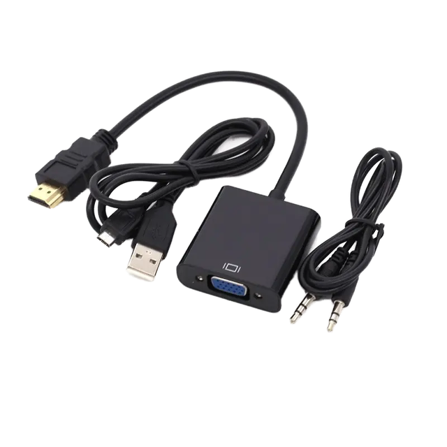 trending HD 1080P HDMI to VGA Adapter Male to Famale Cable Digital Analog Audio Video Converter With audio power supply