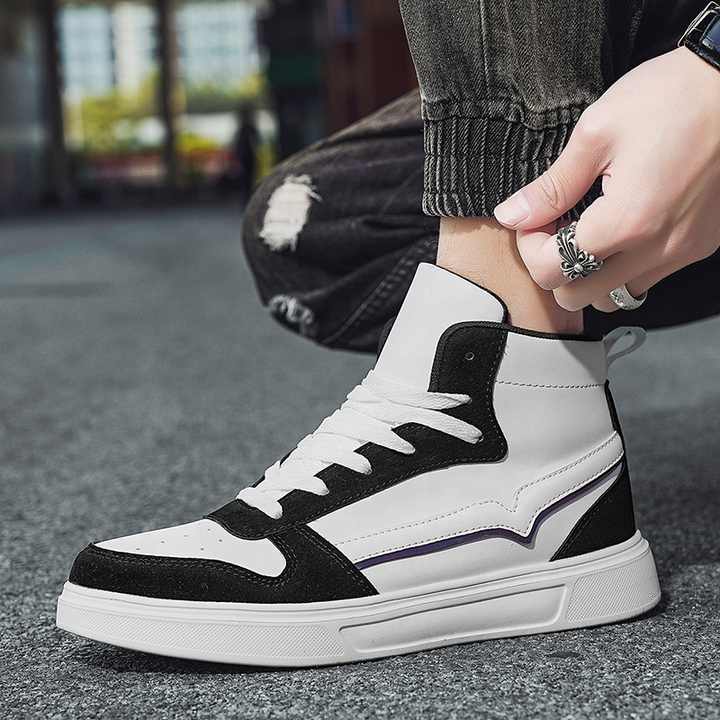 mens black and white high tops