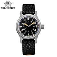 Montre automatique vintage de pilote, mouvement NH35A, lumineuse, étanche 200M, bracelet en nylon, montre de plongée, vente en gros par petites séries