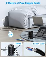 Multiprise, barre de prises à 12 emplacements avec 4 ports USB, charge rapide USB-C 20W, tour de prises à 3 emplacements avec interrupteur pour bureau, cuisine, table