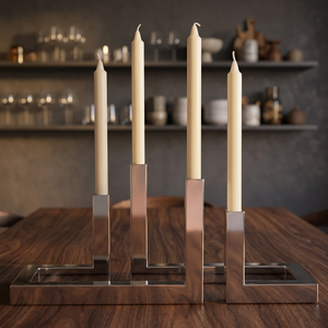 Support de bougies rectangulaire moderne en métal pour 4 bougies, centre de table décoratif, chandelier décoratif pour la maison, accessoire de table de salle à manger - Product Image 2