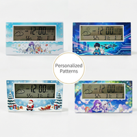 Horloge de table numérique personnalisée avec motif de Père Noël de dessin animé, station météo, écran transparent, cadeau de Noël pour enfants