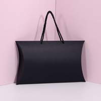 Boîte cadeau en papier en forme d'oreiller avec poignée en corde, logo personnalisé, boîte cadeau pliable en forme d'oreiller pour écharpe, accessoires pour cheveux