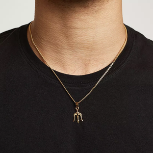 Colgante de Tridente punk para hombre, joyería chapada en oro de 18K de la antigua griega, de acero inoxidable, collar de Tridente del rey del mar - Product Image 6