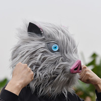 Masque en latex tête de sanglier style anime premium avec détails en peluche – Accessoire de costume pour fête et cosplay, masque tête de cochon COS Wild Boar