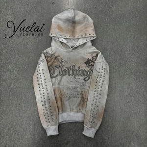 Felpa con Cappuccio Vintage Oversize con Lavaggio Acido e Rivetti Metallici, Personalizzabile con Stampa DTG, dal Produttore di Abbigliamento - Product Image 1