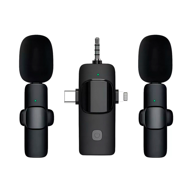 K15 3 in 1 Portable Video Recording Microphones Wireless Lapel Clip Collar Microphone for Live Broadcast Gaming Phone